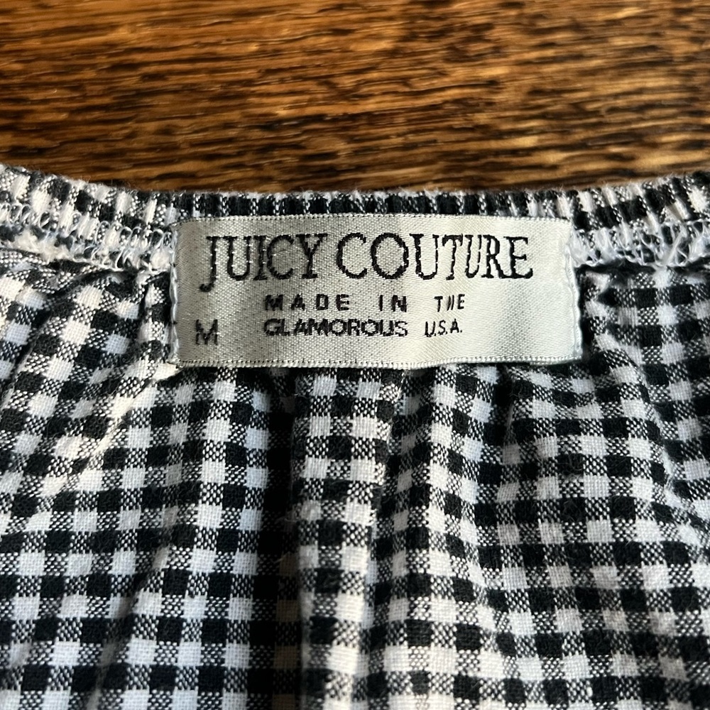 •Sold• Juicy Couture Gingham Top, Y2K Vintage Checkered Prairie Blouse - Picture 6 of 7